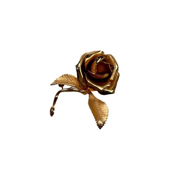 Vintage Jewelry - Brooch - Cerrito Original Gold Tone Rose Pin Brooch - 1981 - Picture 3 of 6